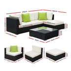 Gardeon 5-Piece Outdoor Sofa Set Wicker Couch Lounge Setting Cover