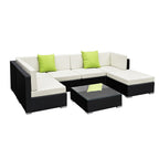 Gardeon 7-Piece Outdoor Sofa Set Wicker Couch Lounge Setting Cover