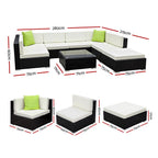 Gardeon 8-Piece Outdoor Sofa Set Wicker Couch Lounge Setting Cover