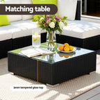 Gardeon 8-Piece Outdoor Sofa Set Wicker Couch Lounge Setting Cover