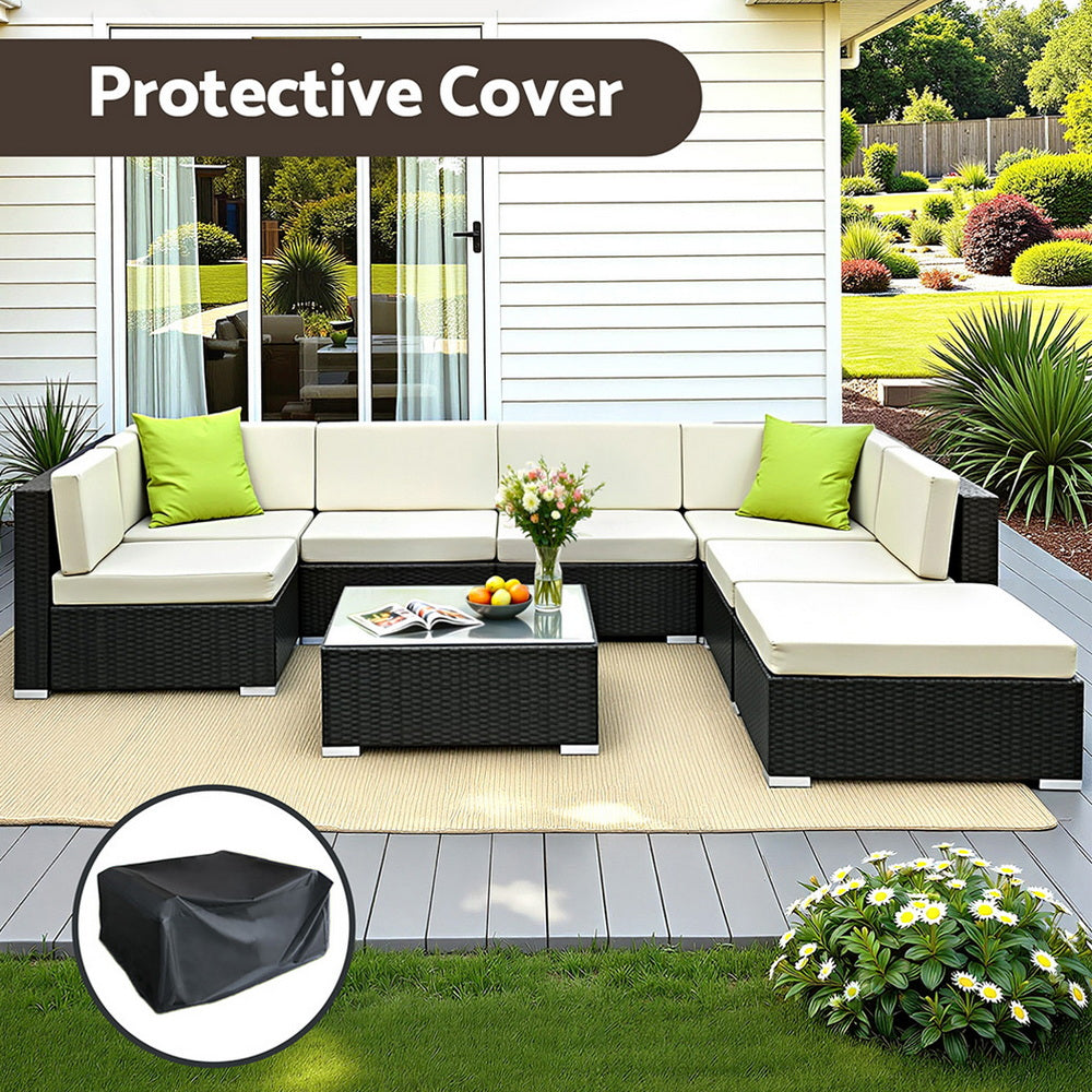 Gardeon 8-Piece Outdoor Sofa Set Wicker Couch Lounge Setting Cover