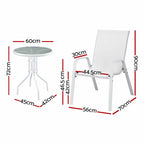 Gardeon 5PC Bistro Set Outdoor Table and Chairs Stackable Patio Furniture White