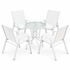 Gardeon 5PC Bistro Set Outdoor Table and Chairs Stackable Patio Furniture White