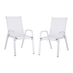 Gardeon 2PC Outdoor Dining Chairs Stackable Lounge Chair Patio Furniture White