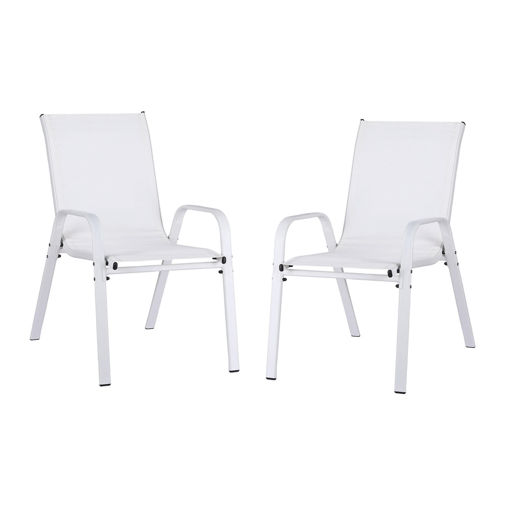 Gardeon 2PC Outdoor Dining Chairs Stackable Lounge Chair Patio Furniture White