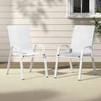 Gardeon 2PC Outdoor Dining Chairs Stackable Lounge Chair Patio Furniture White