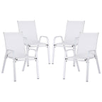 Gardeon 4PC Outdoor Dining Chairs Stackable Lounge Chair Patio Furniture White
