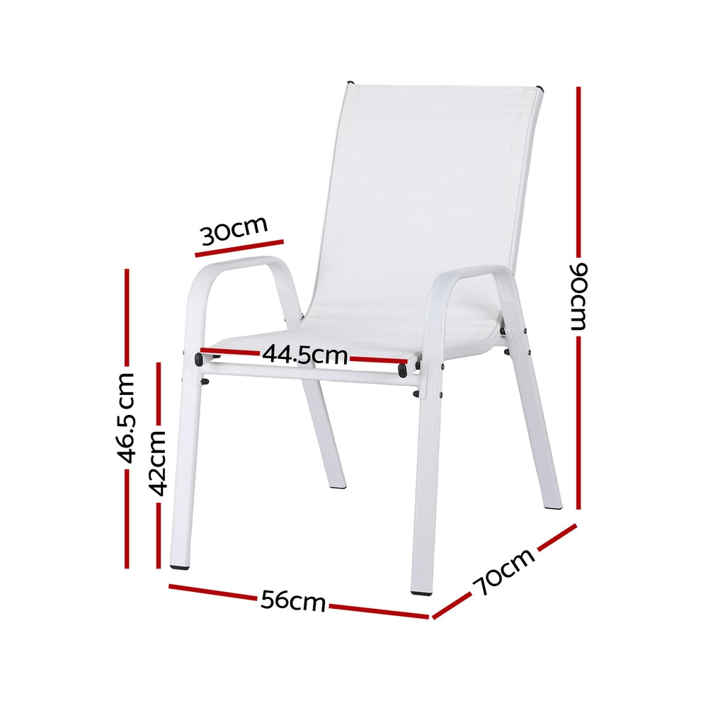 Gardeon 4PC Outdoor Dining Chairs Stackable Lounge Chair Patio Furniture White