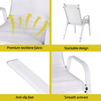 Gardeon 4PC Outdoor Dining Chairs Stackable Lounge Chair Patio Furniture White