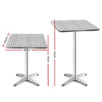 Gardeon Outdoor Bar Table Adjustable Aluminium Square 70/110cm