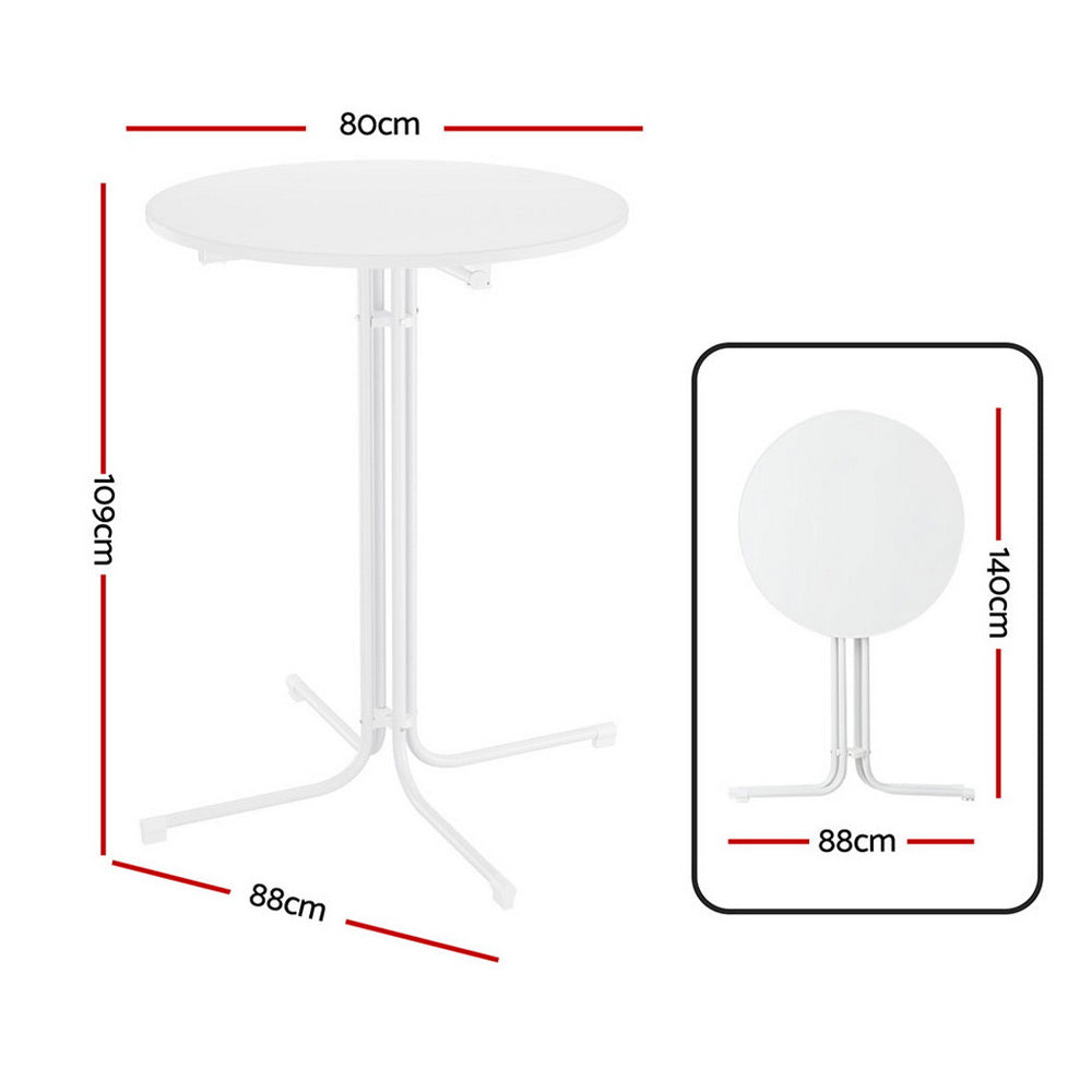 Gardeon Outdoor Bar Table Round Folding Desk Top 109cm Patio Furniture White