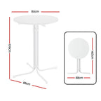 Gardeon Outdoor Bar Table Round Folding Desk Top 109cm Patio Furniture White