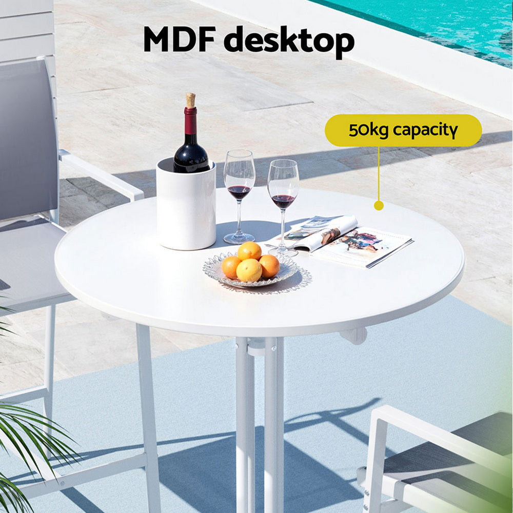 Gardeon Outdoor Bar Table Round Folding Desk Top 109cm Patio Furniture White