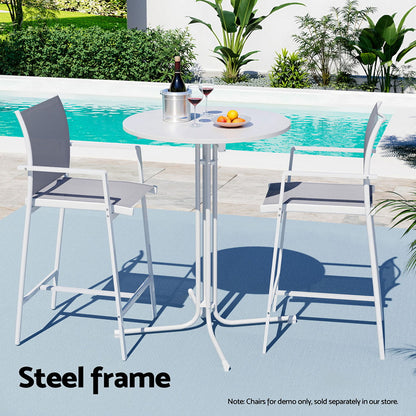 Gardeon Outdoor Bar Table Round Folding Desk Top 109cm Patio Furniture White