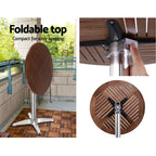 Gardeon 3-Piece Outdoor Bar Set Bistro Table Stools Adjustable Wooden Cafe