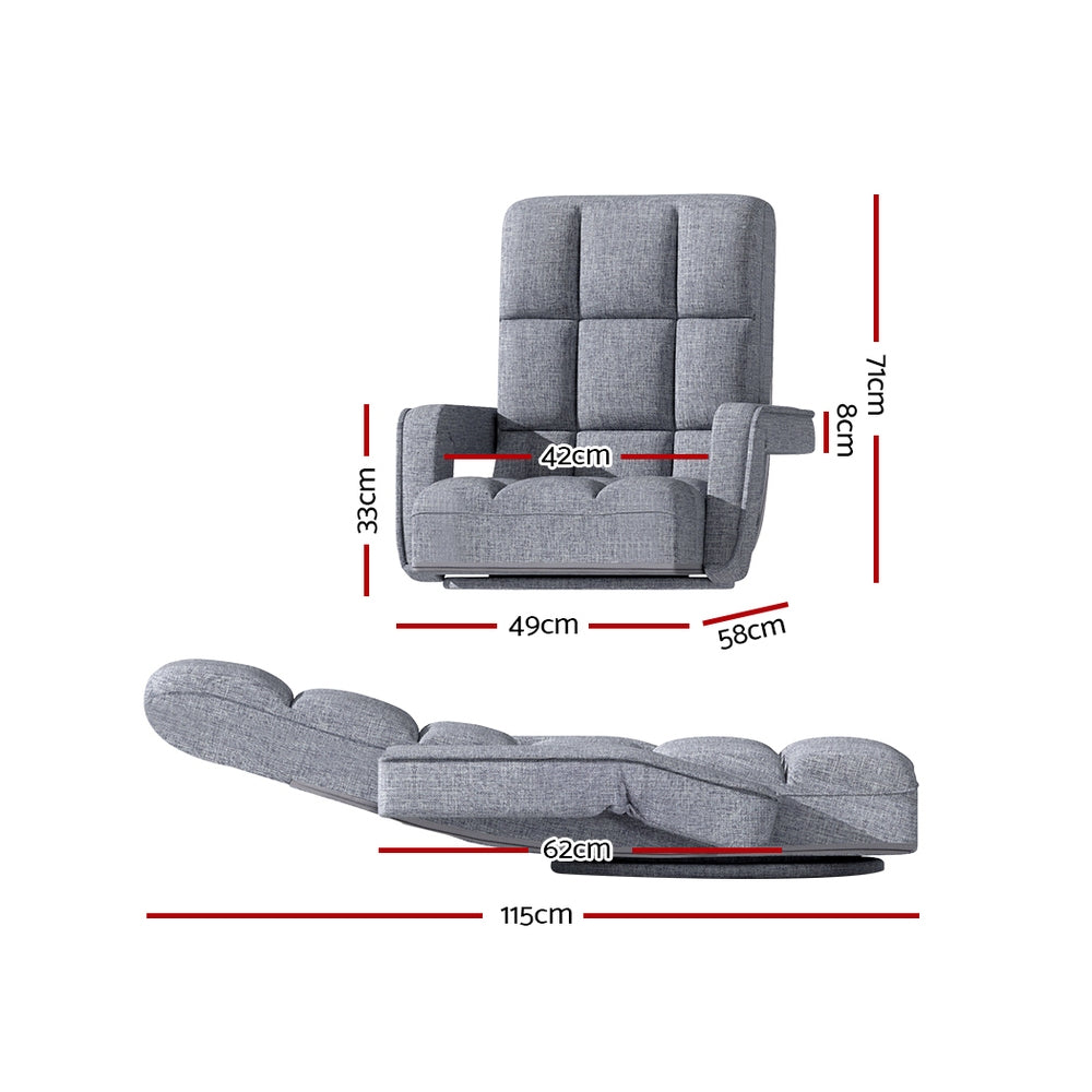 Artiss Floor Chair Lounge Sofa Swivel Grey