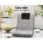 Artiss 2X Floor Lounge Sofa Bed Floor Cushion Velvet Grey