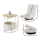 Artiss Floor Lounge & Round Coffee Table Side End Table with Charging Station Set