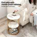 Artiss Floor Lounge Sofa Bed & Coffee Table 2 Tier Marble Effect Side Table Set