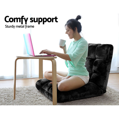 Artiss Sofa Bed Floor Lounge Recliner Foldable Chair & Side Table Bundle