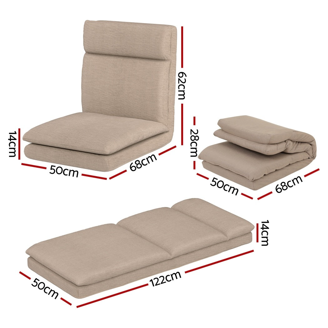 Artiss 2XFloor Chair Sofa Linen Beige