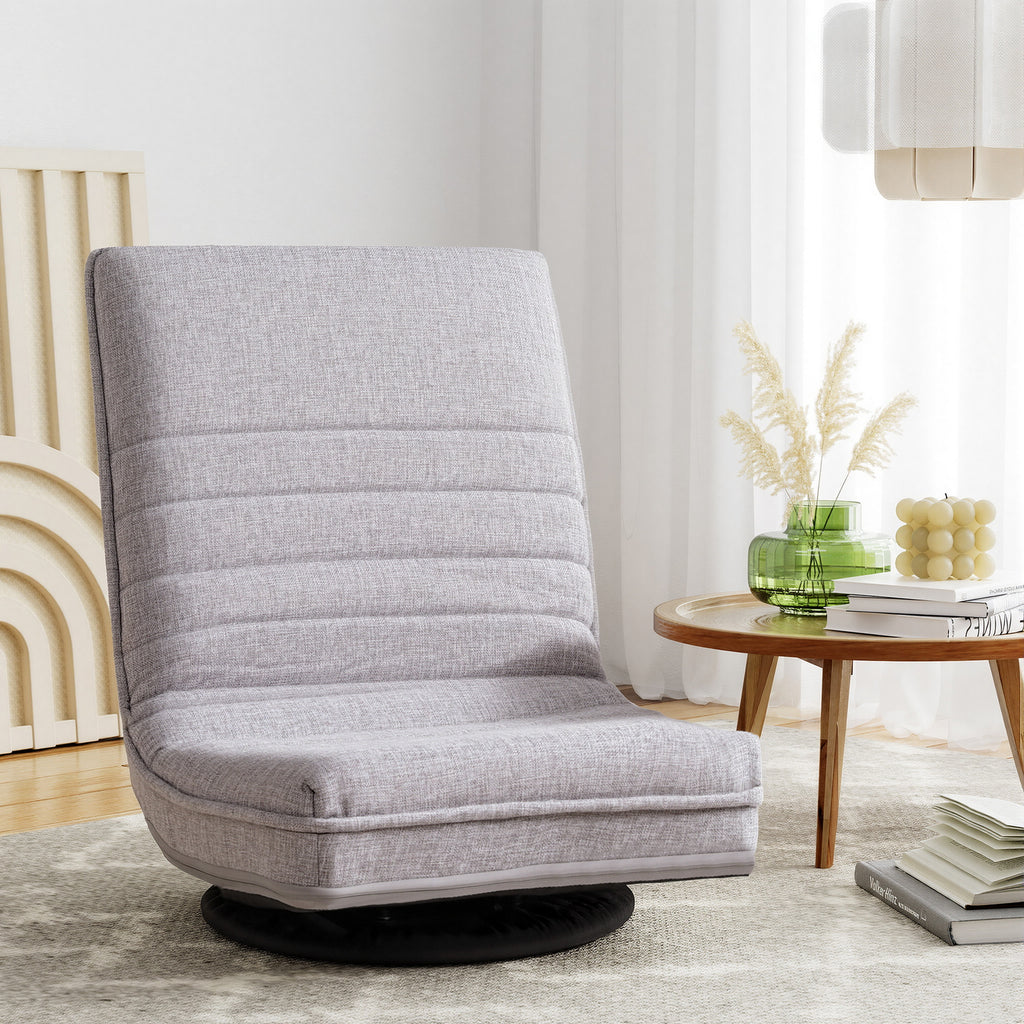 Ariss Swivel Floor Chair 360 Adjustable Foldable Lounge Seat Floor Sofa Chair Grey