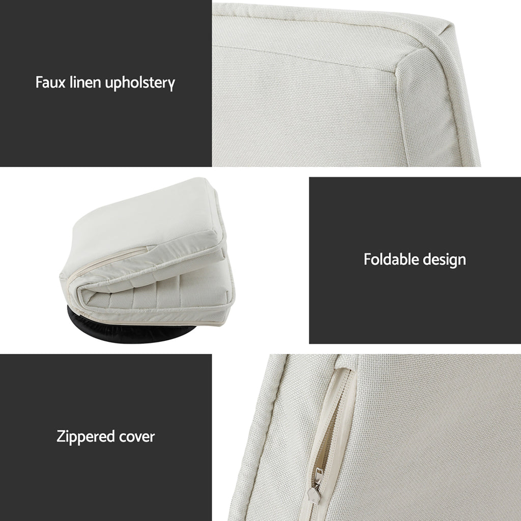 Artiss 2XFloor Chair Lounge Sofa Swivel Foldable Linen White