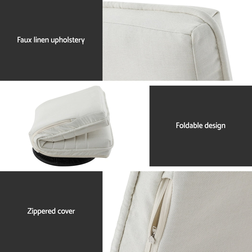 Artiss 4XFloor Chair Lounge Sofa Swivel Foldable Linen White