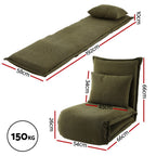 Artiss Floor Lounge Sofa Bed Foldable Green