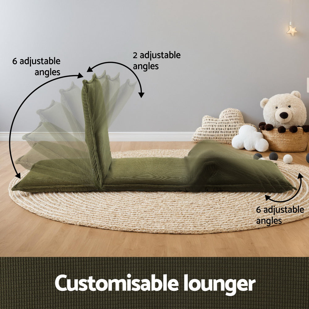 Artiss Floor Lounge Sofa Bed Foldable Green