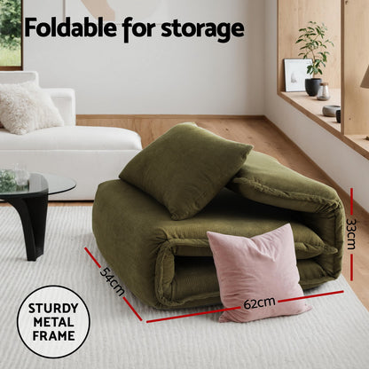 Artiss Floor Lounge Sofa Bed Foldable Green