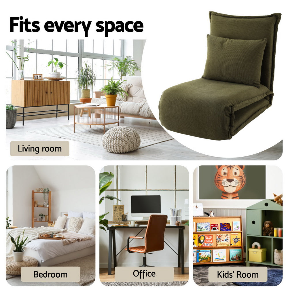 Artiss Floor Lounge Sofa Bed Foldable Green