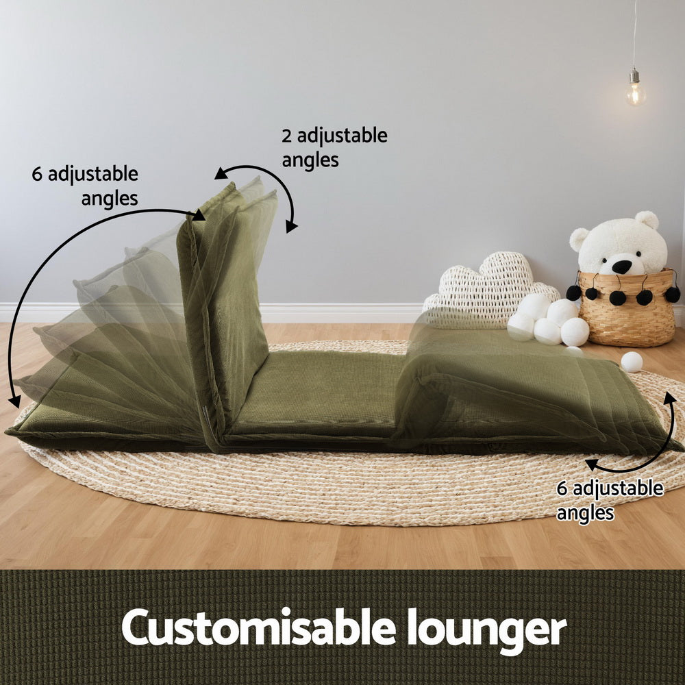 Artiss Floor Lounge Sofa Bed Foldable 2 Seater Green