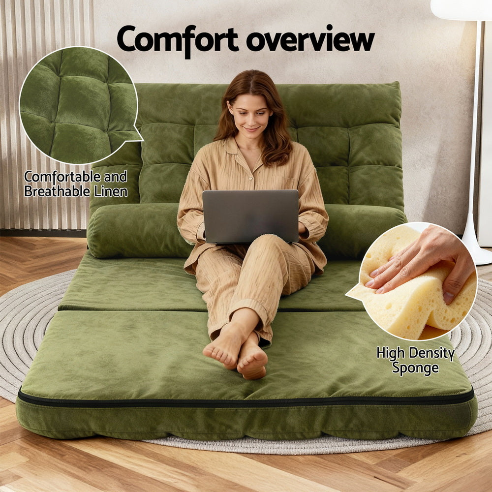 ArtissLounge Sofa Bed 2 seater Green Fabric