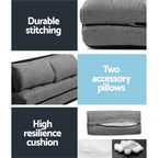 Artiss Floor Lounge Sofa Bed 2-seater Grey Fabric