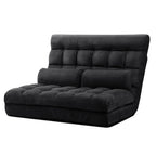 Artiss Floor Lounge Sofa Bed 2-seater Charcoal Suede
