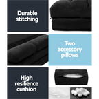 Artiss Floor Lounge Sofa Bed 2-seater Charcoal Suede