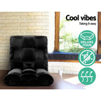 Artiss 2X Lounge Sofa Bed Flannel Fabric Black