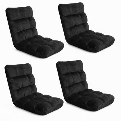 Artiss 4X Lounge Sofa Bed Flannel Fabric Black