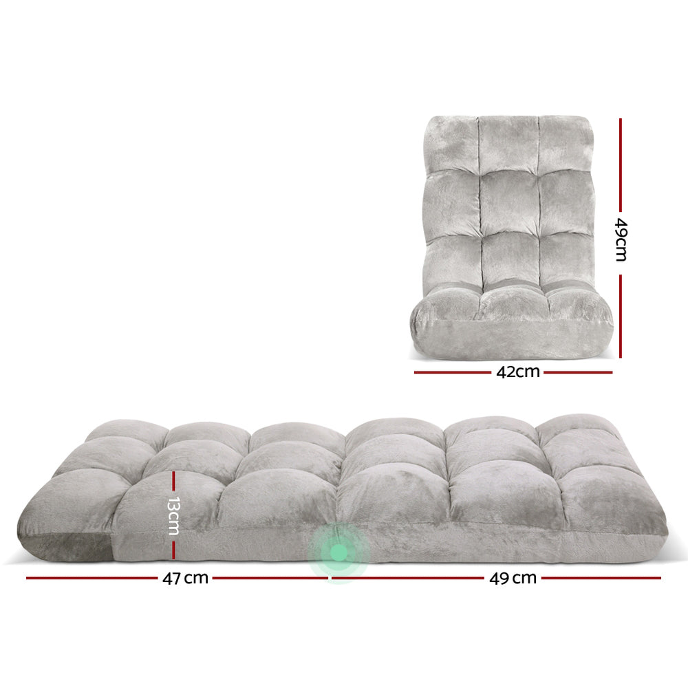 Artiss 2X Lounge Sofa Bed Flannel Fabric Grey