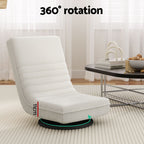 Artiss Floor Lounge & Coffee Table Set, Swivel Foldable Linen Sofa Chair White, C-Shaped Side Table Walnut
