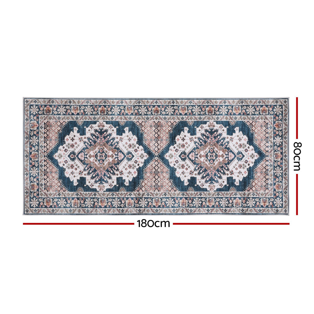 Artiss 80 x 180 cm Washable Runner Area Rug No Hard Glue Quilt-Like Soft for Home Decor, 0.5cm Ultra-Thin Pet Friendly Bohemian Medallion Bedroom Carpet