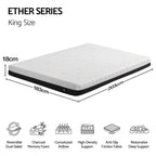 Giselle 18cm King Memory Foam Mattress Dual Feel Reversible Charcoal Foam