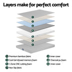 Giselle Bedding Cool Gel Memory Foam Mattress Charcoal 7-Zone Washable Bamboo Cover 15cm Single