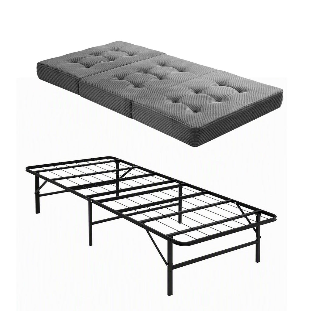 Giselle Single Folding Bed with Mattress Metal Frame Guest Bed 15cm Foam Foldable