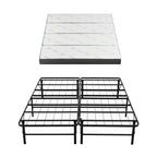 Giselle Queen Folding Bed with Mattress 4 Fold Metal Frame Guest Bed Bamboo Cover