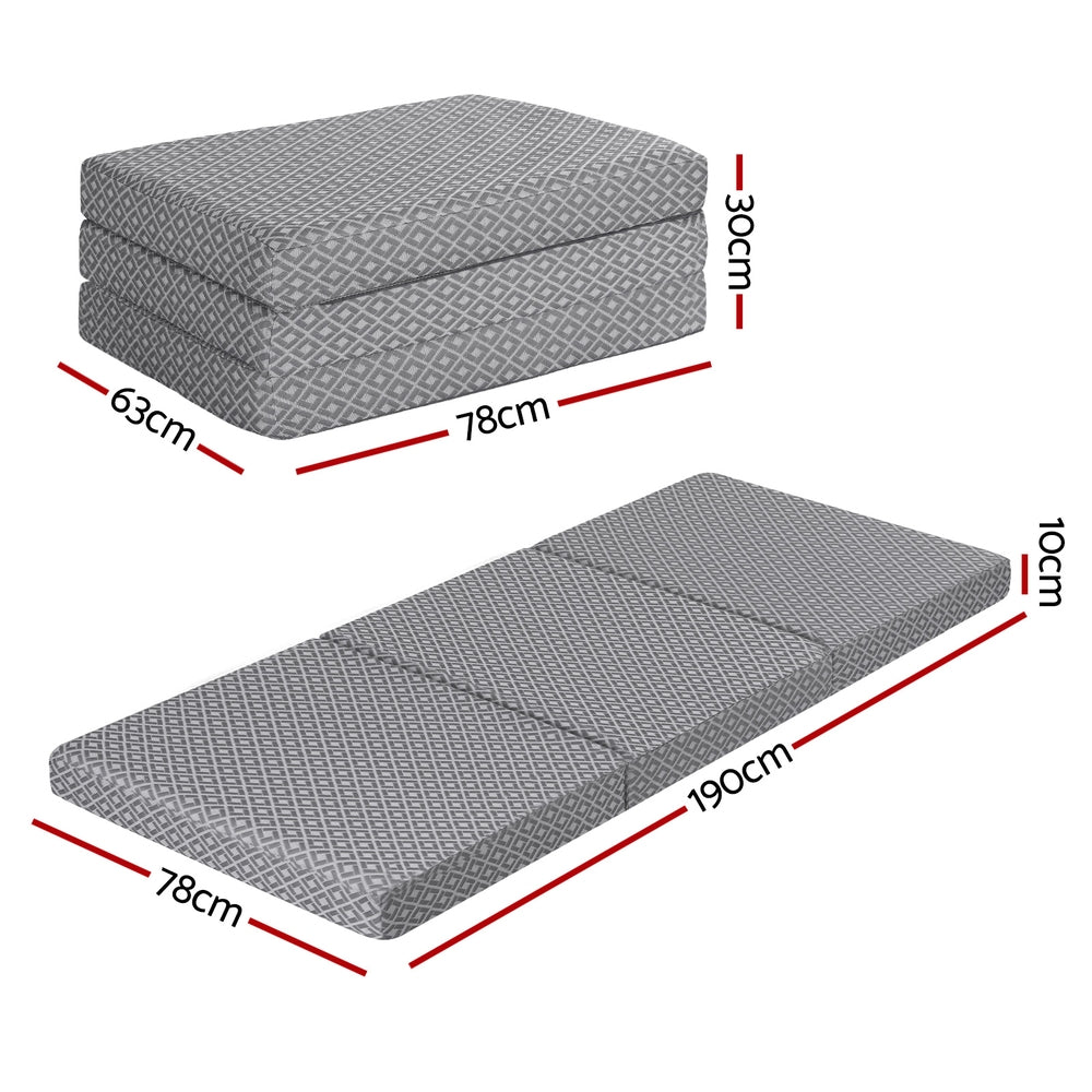 Giselle Foldable Mattress Folding Sofa Bed Trifold Memory Foam Camping Cushion Mat