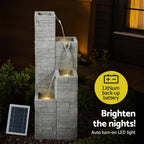 Gardeon Solar Fountain Water Feature Outdoor Indoor 4-Tier Square Cascading Beige