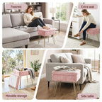 Artiss Storage Ottoman Vanity Foot Stool Pink