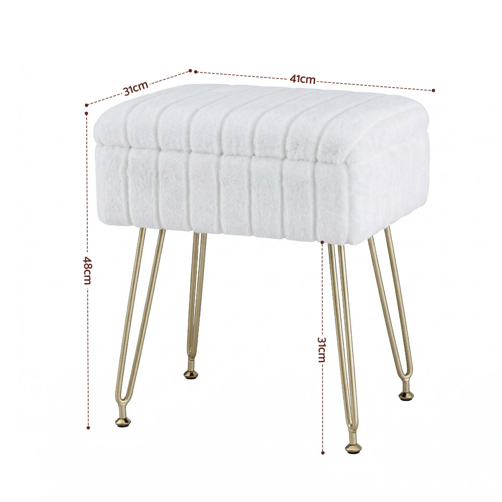 Artiss Storage Ottoman Vanity Foot Stool White
